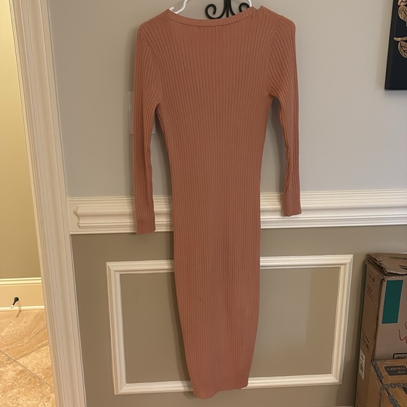 Ribbed V-Neck Button-Down Size small  Duster - Rust - Picture 3 of 4